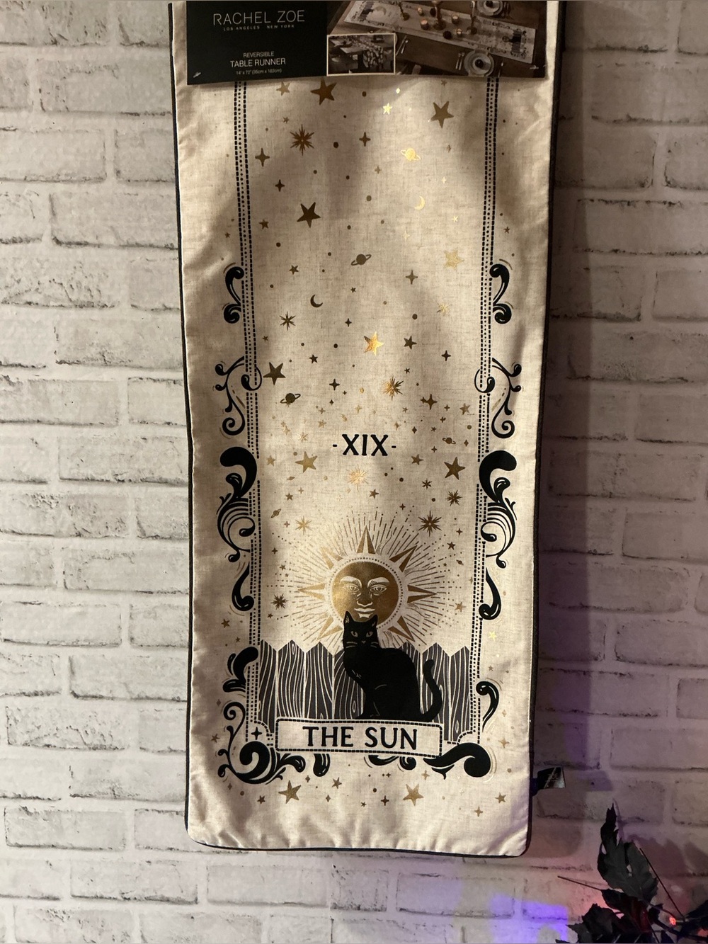 RACHEL ZOE sun and moon reversible Halloween table runner